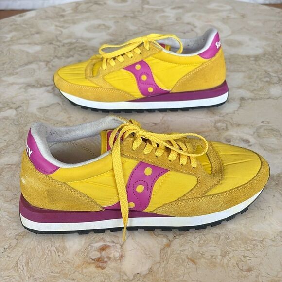 SAUCONY Jazz Original Retro Classic Sneakers Running Shoes Yellow & Pink - Picture 5 of 13